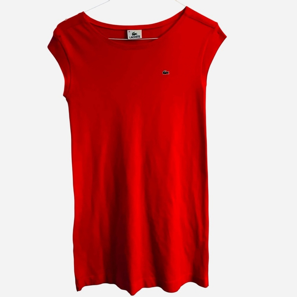 LACOSTE Orange Tunic Tennis Dress capped sleeved & crew neck w/chest Logo sz38 - Picture 1 of 6